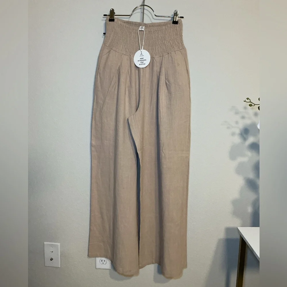 Tan Wide-Leg Pants - Picture 2 of 8